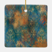 ティール（緑がかった色）クーパーパティーナ セラミックオーナメント (裏面)