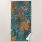 ティール（緑がかった色）クーパーパティーナ ビーチタオル (正面)