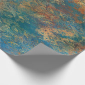 ティール（緑がかった色）クーパーパティーナ ラッピングペーパー (角)