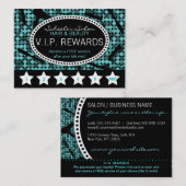 ティール(緑がかった色)クールグラムカスタムサロンロイヤリティパンチカード ロイヤリティカード (正面/裏面)