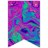 ティール（緑がかった色）クールピンクグリッターガール誕生日スライムパーティー バンティングフラッグ (第2の旗)