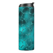 ティール（緑がかった色）ググラデーションラムグリッターキリン斑点パターン タンブラー (回転左)