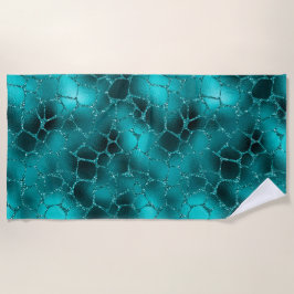 ティール（緑がかった色）ググラデーションラムグリッターキリン斑点パターン ビーチタオル