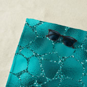 ティール（緑がかった色）ググラデーションラムグリッターキリン斑点パターン ビーチタオル (インサイチュ)