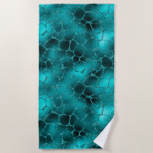 ティール（緑がかった色）ググラデーションラムグリッターキリン斑点パターン ビーチタオル (正面)