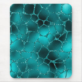 ティール（緑がかった色）ググラデーションラムグリッターキリン斑点パターン マウスパッド