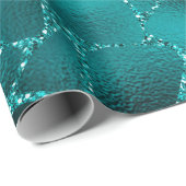 ティール（緑がかった色）ググラデーションラムグリッターキリン斑点パターン ラッピングペーパー (ロールコーナー)