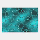 ティール(緑がかった色)ググラデーションラムグリッタージャングルアニマルプリント ラッピングペーパーシート (正面2)