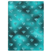 ティール(緑がかった色)ググラデーションラムグリッターダイヤモンドパターン クリップボード (裏面)