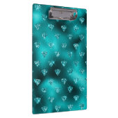 ティール(緑がかった色)ググラデーションラムグリッターダイヤモンドパターン クリップボード (右)