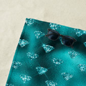 ティール（緑がかった色）ググラデーションラムグリッターダイヤモンドパターン ビーチタオル (インサイチュ)