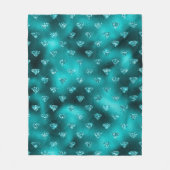 ティール（緑がかった色）ググラデーションラムグリッターダイヤモンドパターン フリースブランケット (正面)