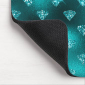 ティール（緑がかった色）ググラデーションラムグリッターダイヤモンドパターン マウスパッド (コーナー)