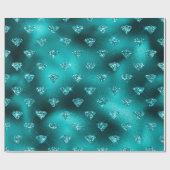 ティール(緑がかった色)ググラデーションラムグリッターダイヤモンドパターン ラッピングペーパー (フラット)