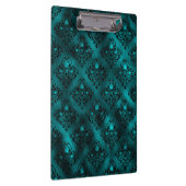 ティール（緑がかった色）ググラデーションラムグリッターダマスクパターン クリップボード (右)