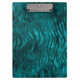 ティール（緑がかった色）ググラデーションラムグリッタートラストライプンパタン クリップボード