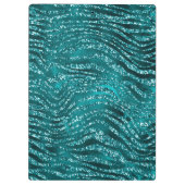 ティール（緑がかった色）ググラデーションラムグリッタートラストライプンパタン クリップボード (裏面)