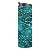 ティール(緑がかった色)ググラデーションラムグリッタートラストライプンパタン タンブラー (回転右)