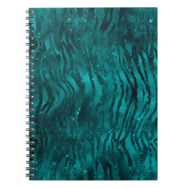 ティール（緑がかった色）ググラデーションラムグリッタートラストライプンパタン ノートブック