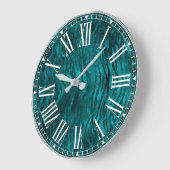 ティール（緑がかった色）ググラデーションラムグリッタートラストライプンパタン ラージ壁時計 (傾斜)