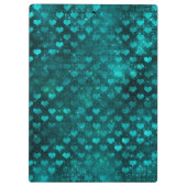 ティール（緑がかった色）ググラデーションラムグリッターハートパターン クリップボード (裏面)