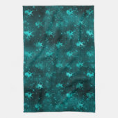 ティール（緑がかった色）ググラデーションラムグリッターユニコーン模様 キッチンタオル (縦)