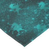 ティール（緑がかった色）ググラデーションラムグリッターユニコーン模様 テーブルクロス (アングル)