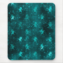 ティール（緑がかった色）ググラデーションラムグリッターユニコーン模様