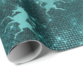 ティール（緑がかった色）ググラデーションラムグリッターユニコーン模様 ラッピングペーパー (ロールコーナー)