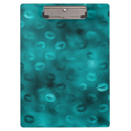 ティール（緑がかった色）ググラデーションラムグリッターリップパターン クリップボード