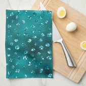 ティール（緑がかった色）ググラデーションラムグリッター水玉模様パターン キッチンタオル (四つ折り)
