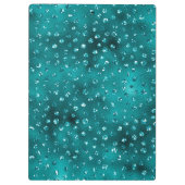 ティール（緑がかった色）ググラデーションラムグリッター水玉模様パターン クリップボード (裏面)