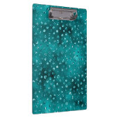 ティール（緑がかった色）ググラデーションラムグリッター水玉模様パターン クリップボード (右)