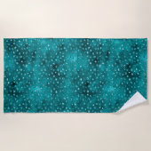 ティール（緑がかった色）ググラデーションラムグリッター水玉模様パターン ビーチタオル (正面)