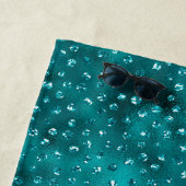 ティール（緑がかった色）ググラデーションラムグリッター水玉模様パターン ビーチタオル (インサイチュ)