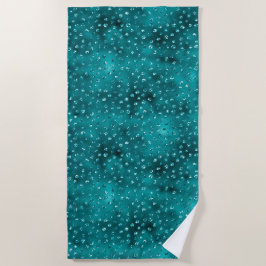 ティール（緑がかった色）ググラデーションラムグリッター水玉模様パターン ビーチタオル