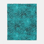 ティール(緑がかった色)ググラデーションラムグリッター水玉模様パターン フリースブランケット (正面)