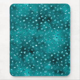 ティール（緑がかった色）ググラデーションラムグリッター水玉模様パターン マウスパッド