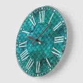 ティール（緑がかった色）ググラデーションラムマーメイドパはかりで測ターン ラージ壁時計 (傾斜)