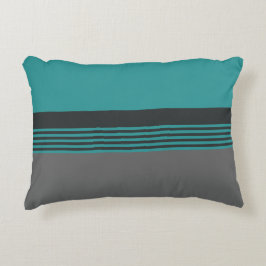 ティール（緑がかった色）グストライプリーン アクセントクッション