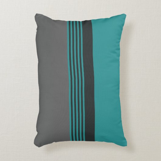 ティール(緑がかった色)グストライプリーン アクセントクッション (正面(垂直))