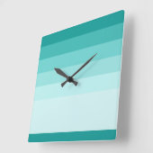 ティール(緑がかった色)グラデストライプーション壁時計 スクエア壁時計 (傾斜)