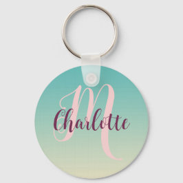 ティール（緑がかった色）グラデーションおばさんからの姪のためのクリスマスギフト キーホルダー