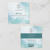 ティール(緑がかった色)グラデーションの名刺レート感謝していユーザ スクエア名刺 (正面/裏面)