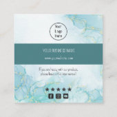 ティール(緑がかった色)グラデーションの名刺レート感謝していユーザ スクエア名刺 (裏面)