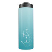 ティール(緑がかった色)グラデーションの手書きパーソナライズされた区別 タンブラー (正面)