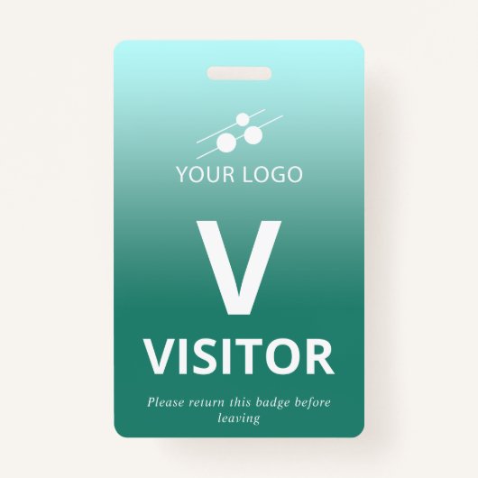 ティール(緑がかった色)グラデーションの訪問者のロゴを追加 バッジ (正面)