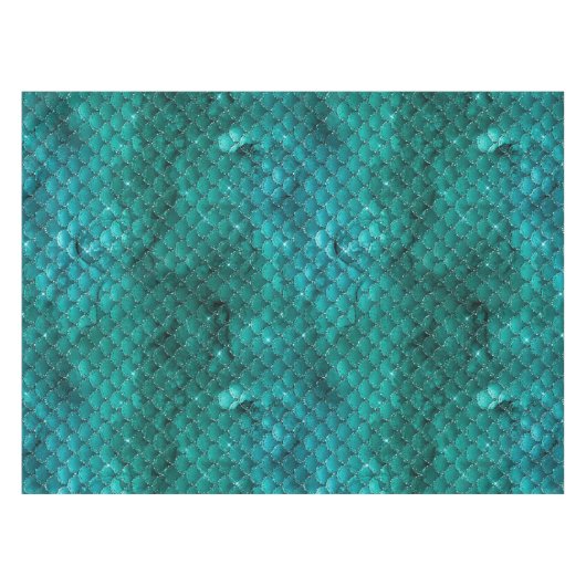 ティール(緑がかった色)グラデーショングラムマーメイドはかりで測パターン テーブルクロス (正面(横))