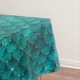 ティール（緑がかった色）グラデーショングラムマーメイドはかりで測パターン テーブルクロス