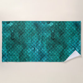 ティール（緑がかった色）グラデーショングラムマーメイドはかりで測パターン ビーチタオル